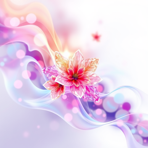 Ethereal Digital Floral Structures on White Background