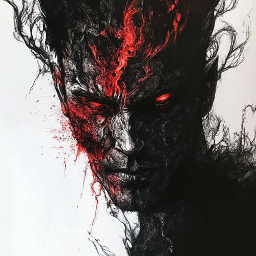 Evil Male Morphing into Demon in Fine Art