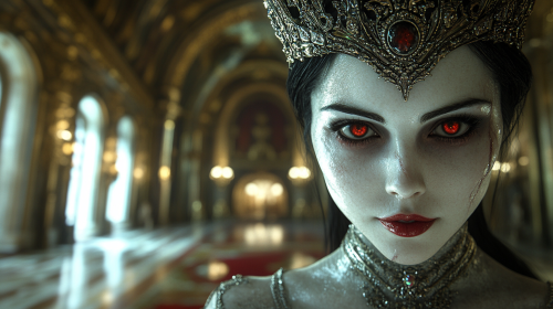 Evil gothic alien lady with large crown portrait. Evil gothic alien lady with large crown portrait.
