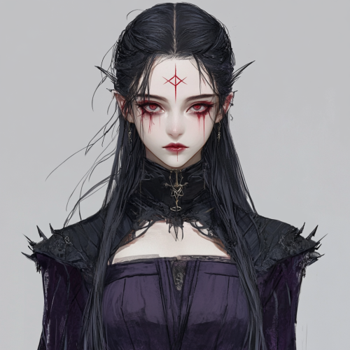 Evil young woman with empty white eyes