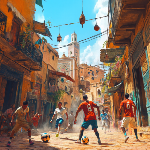 Exciting Moroccan Street Football Game Poster