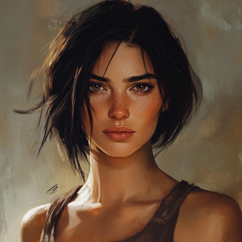 Eyes: Clear, deep, starlight-like. Hair: Short, dark, wind-touched. Skin: Lightly tanned. Body: Slender, strong. Clothing: Comfortable traveler's style.