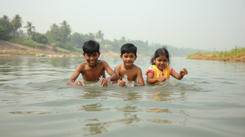 Family boating in river with Eknath Shinde.