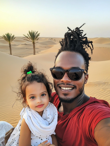 Family portrait in Dubai desert at sunset Family portrait in Dubai desert at sunset