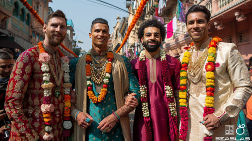 Famous footballers in Indian attire celebrate Ganesh festival.
