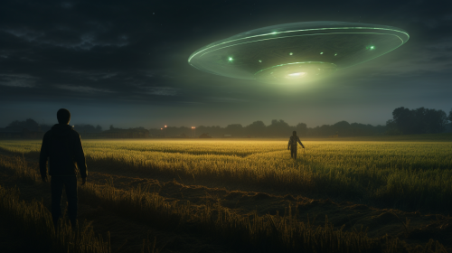 Dramatic Crashed UFO in Wheat Field