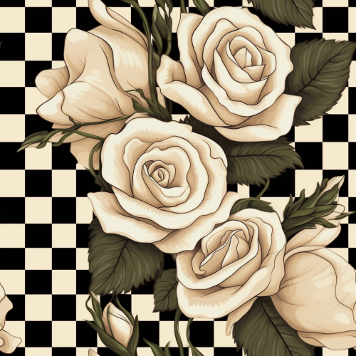Fashion magazine illustration: Chanel style roses pattern.