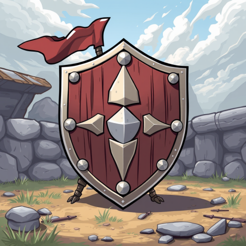 Fast Animated Shield in War Style Illustration.