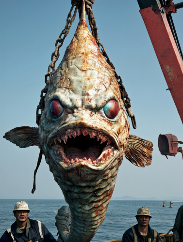 Fishermen Present Caught Mutant Mermaid to Journalist