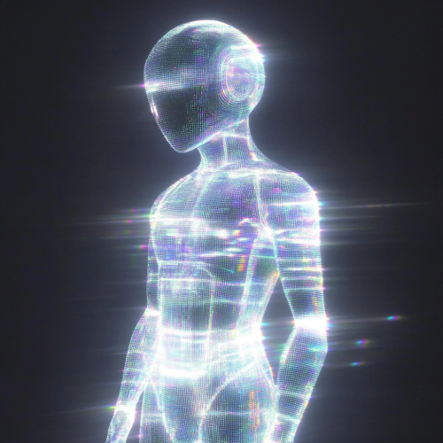 Five holographic robot auras