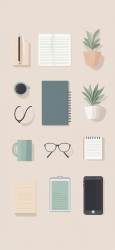 Flat Lay Style Setup: Workspace with Minimalistic Elements