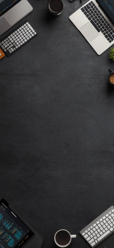 Flat Lay with Computer Icons on Dark Background