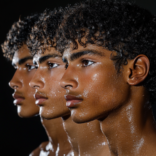 Four North African boys with unique expressions.