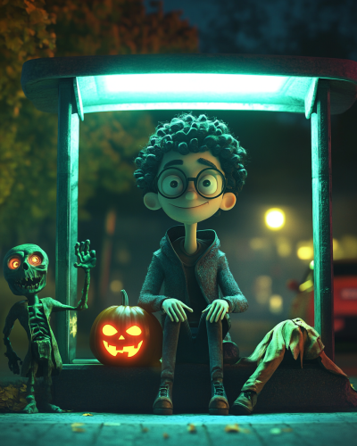 Friendly Boy at Haunted Bus Stop