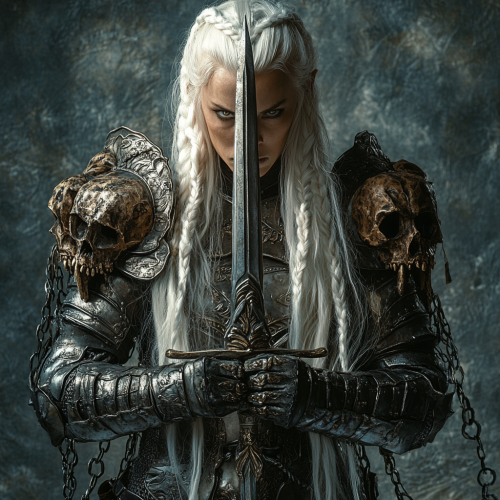 Furious Elf Warrior with Skull Armor