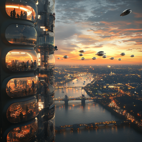 Future Washington City 7000s: Realistic 3D Rendering with Flying People