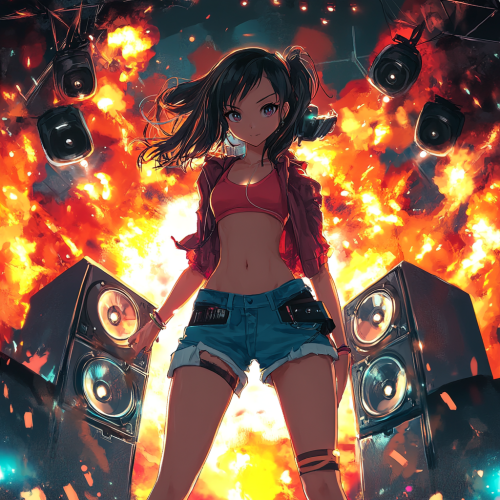 Futuristic Asian Cartoon EDM Album Cover