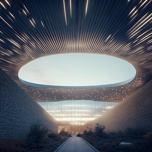 Futuristic Sports Arena with Blade-like Roof