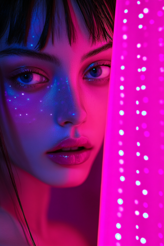Futuristic cyberpunk fashion in nanotechnology dream space