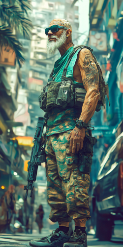 Futuristic cyberpunk gang fixer with cybernetic eye and handgun. Futuristic cyberpunk gang fixer with cybernetic eye and handgun.
