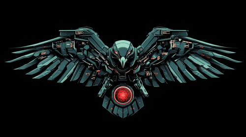 Futuristic robotic eagle logo with silver and green