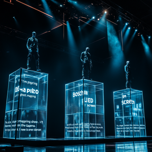 Ghost mapping show with LED, cubes, and dancers.