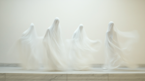 Ghostly, blurred art in Polaroid photo - 1980s.