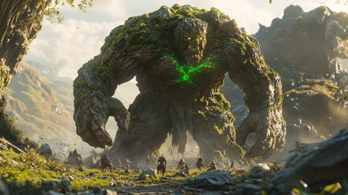 Giant Earth Monster Unleashing Magic on Adventurers格