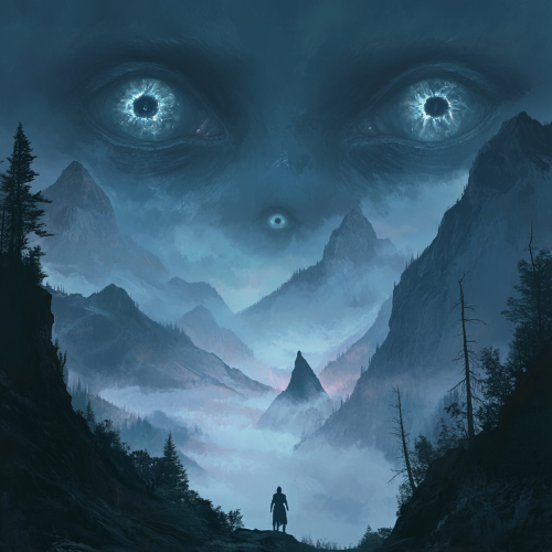 Glowing Eyes Watch Over Ghostly Spirits in Twilight Valley.