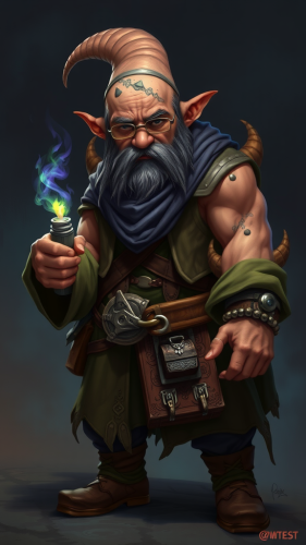 Gnome Wizard Casting Magic in Dramatic Lighting