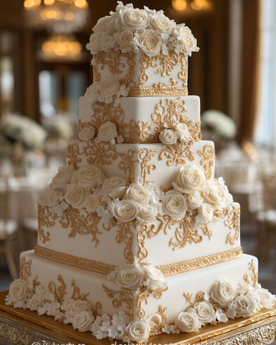 Golden Palace Cake in Elegant Ballroom