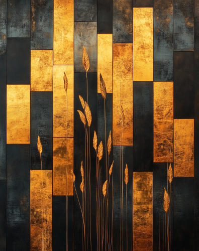 Golden strips creating intricate pattern, symbolizing nature's diversity