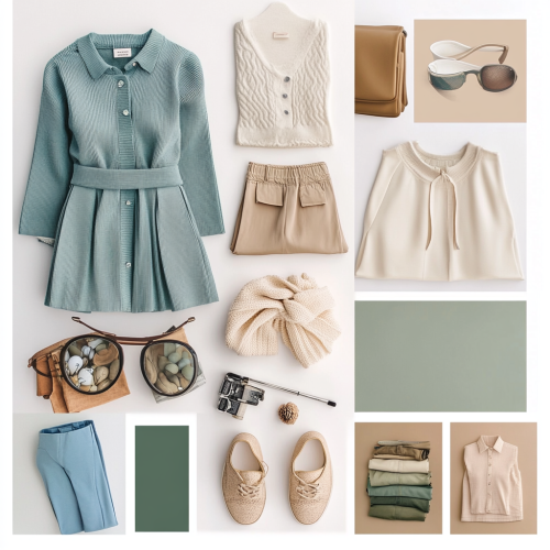 Golf clothing brand mood board using light colors.