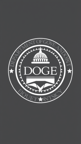 Government efficiency logo with DOGE in center.