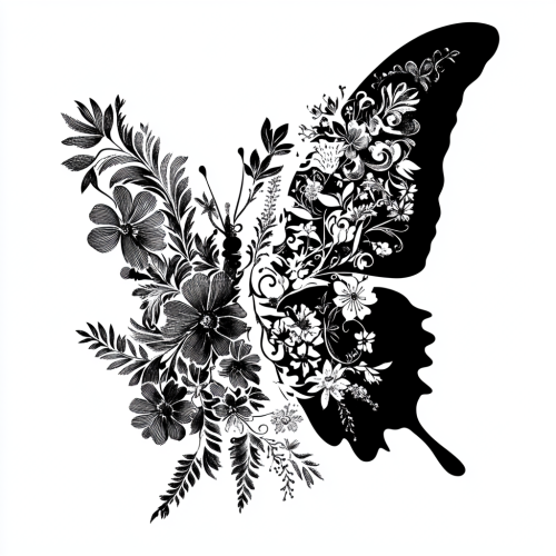 Graceful Butterfly Wing Transforms into Floral Beauty