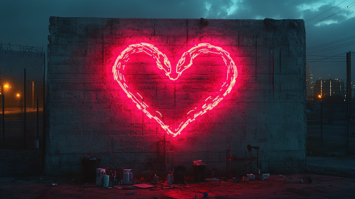 Graffiti art with snakes, cityscape, medical equipment, neon lights. Graffiti art with snakes, cityscape, medical equipment, neon lights.