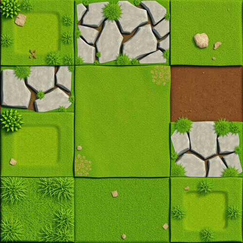 Grass and rock tiles for video game.