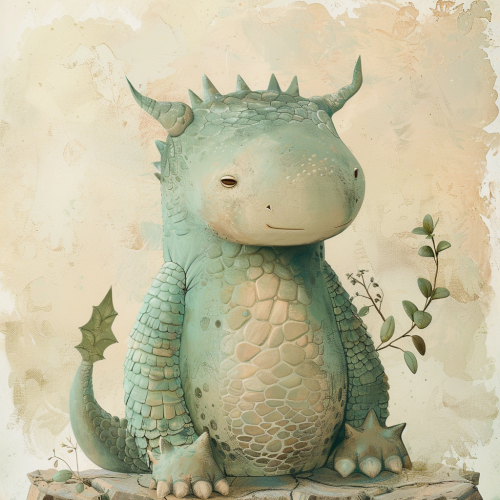 Green Dragon in French-style Children's Illustration