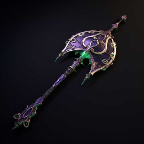 Beautiful green and purple ornate halberd Beautiful green and purple ornate halberd