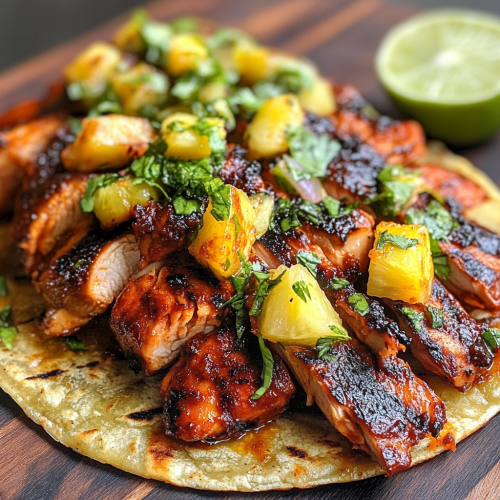 Grilled chicken tacos with fresh toppings