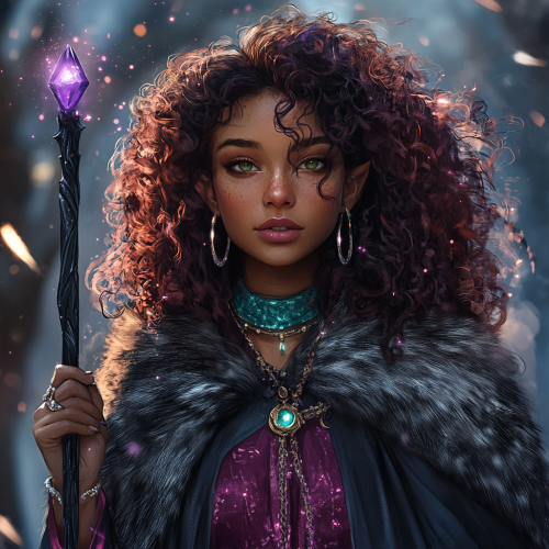 Half human half elf with golden eyes and sparkly eyeshadow