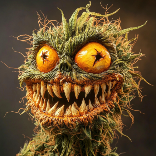 Halloween Monster: Scary Marijuana Nugget with Orange Colors