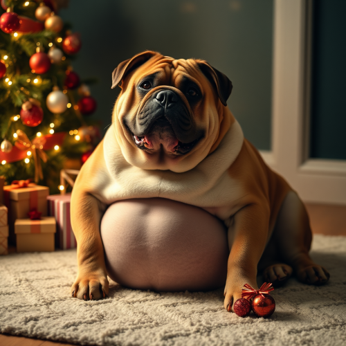 Handsome Boy with Full Belly on Christmas