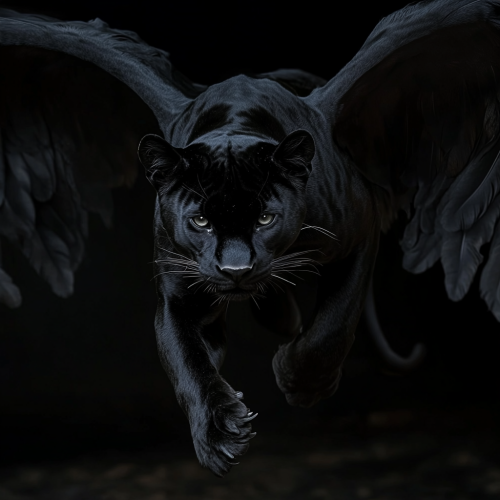 High resolution photo of panther with black wings.