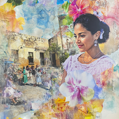 Hispanic Woman's Influence: Watercolor Tribute Collage