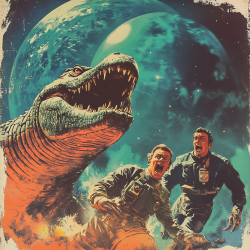 Humans and Creature in Space on Venus