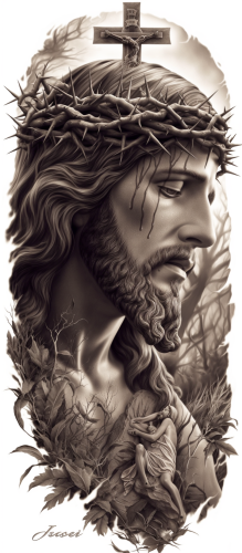 Hyperrealistic Jesus Cross Tattoo Design in Chicano Style Hyperrealistic Jesus Cross Tattoo Design in Chicano Style
