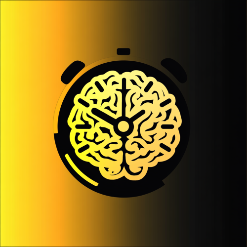 Icon of brain and clock in gradient color.
