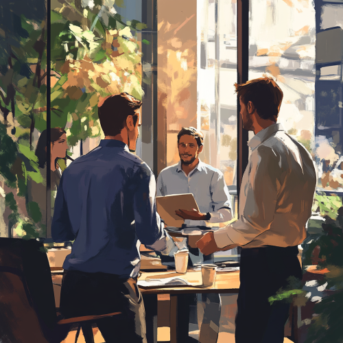 Illustration of man in work clothes at cafe. Illustration of man in work clothes at cafe.