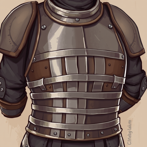 Illustration of metal strips on cloth for protection.